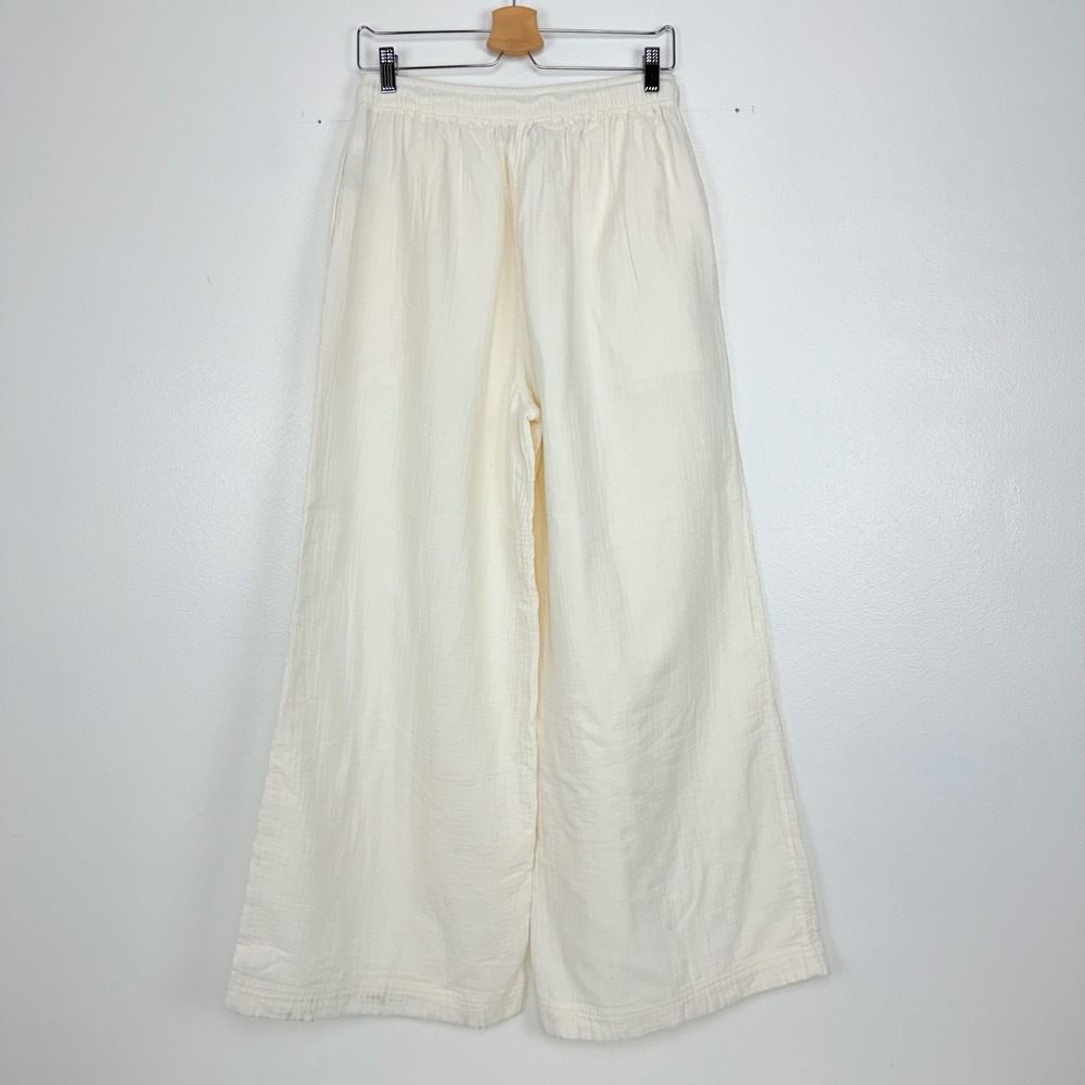 Madewell Double Gauze Wide-Leg Pants S Cream Pull-On Drawstring Beach Cotton - Picture 6 of 15